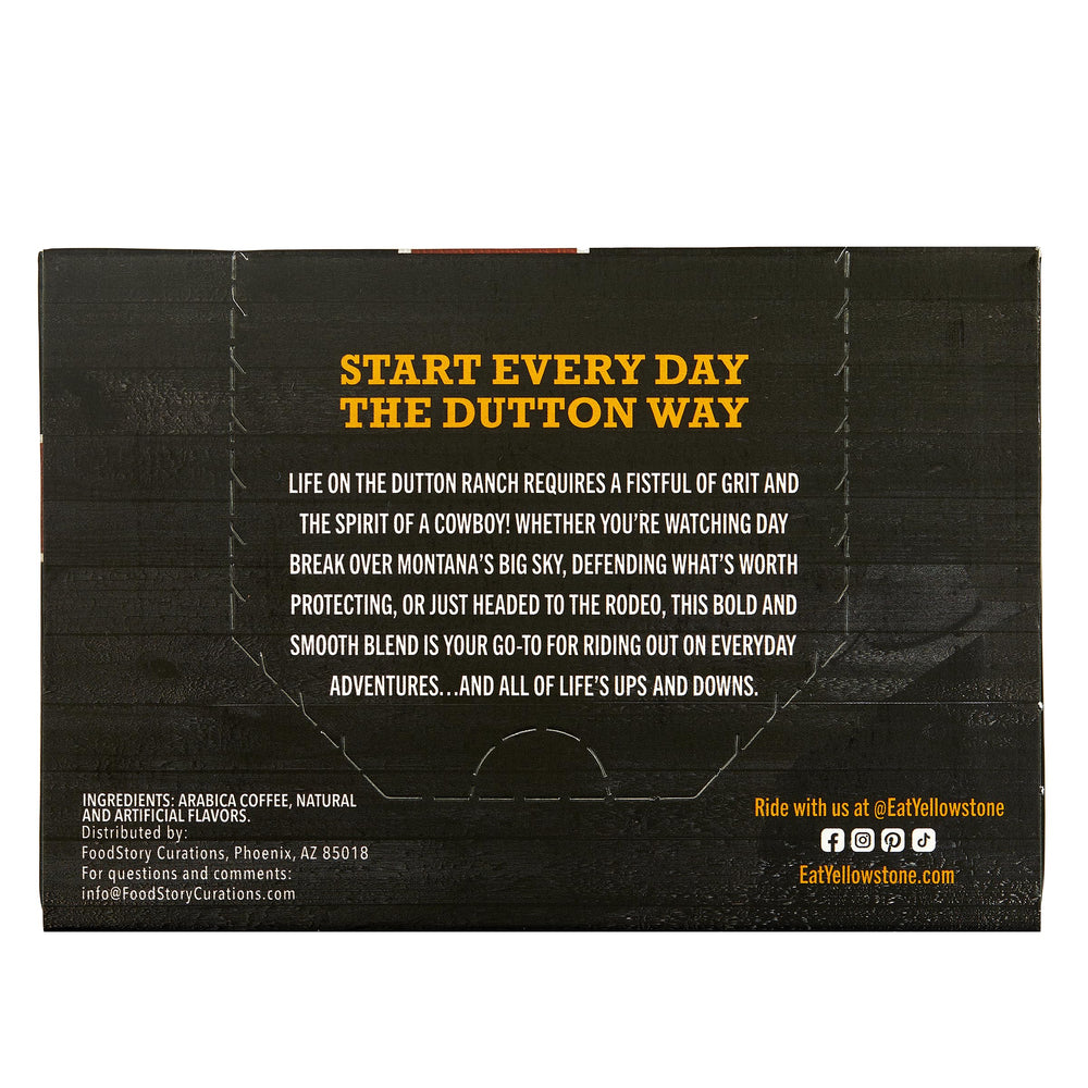 Yellowstone ground coffee texture showcasing 100% Arabica beans and rich aroma