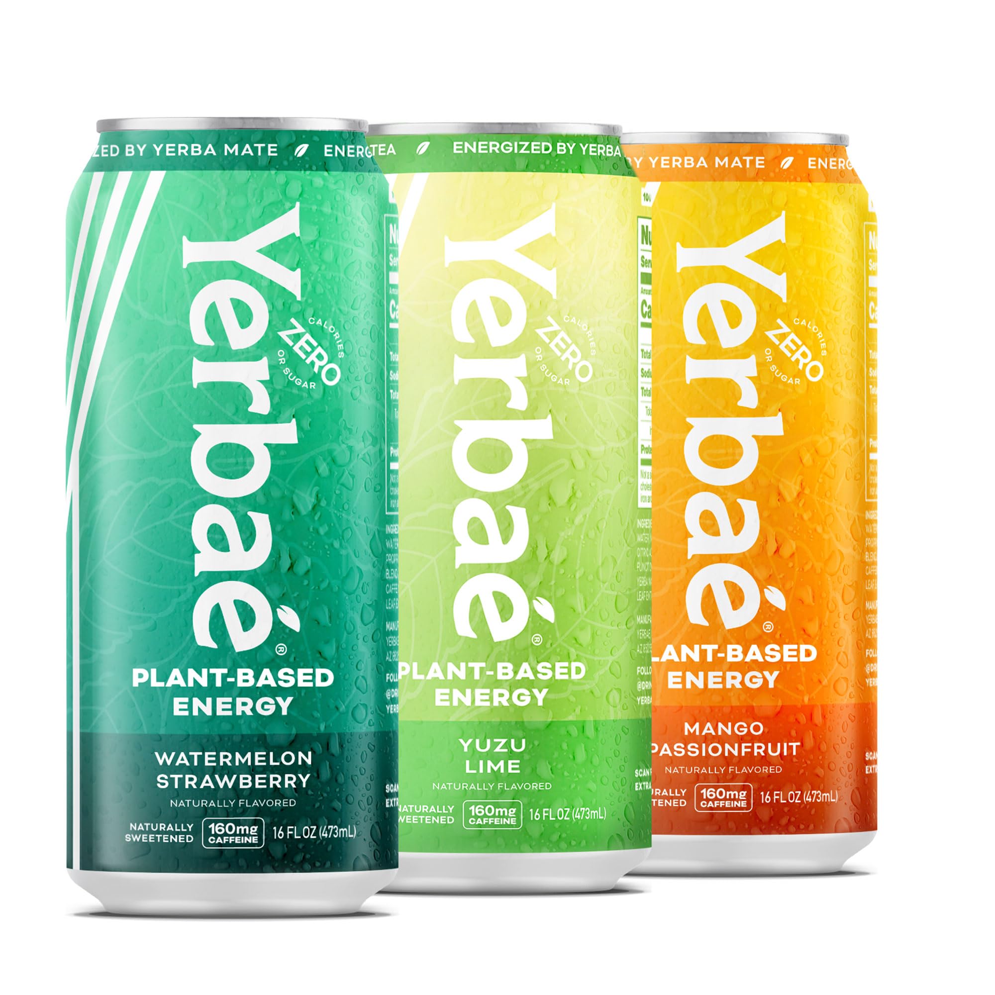 YERBAÉ front pack of twelve 16oz cans showing brand and benefits