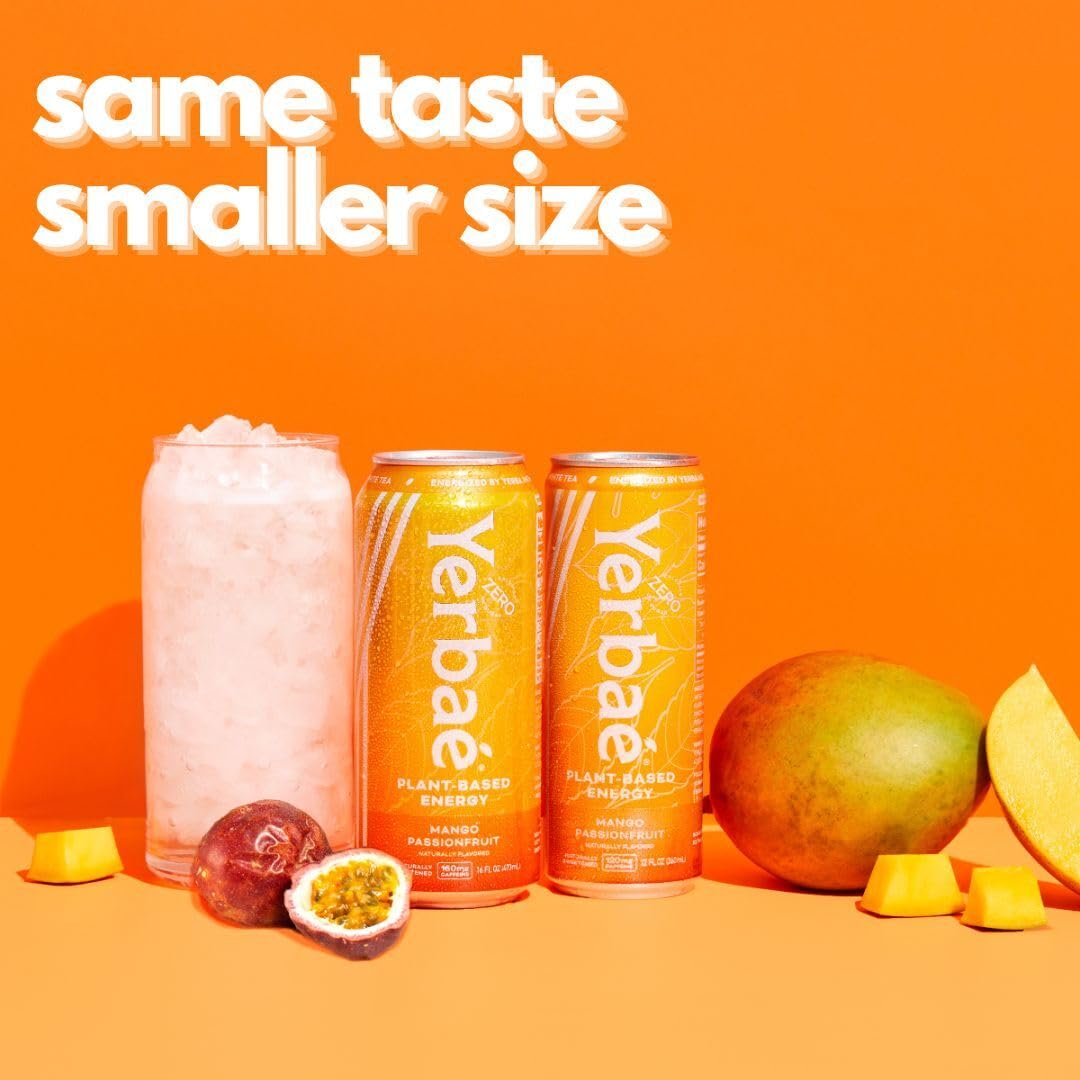 YERBAÉ poured into glass with ice showing refreshing tropical flavor and zero sugar