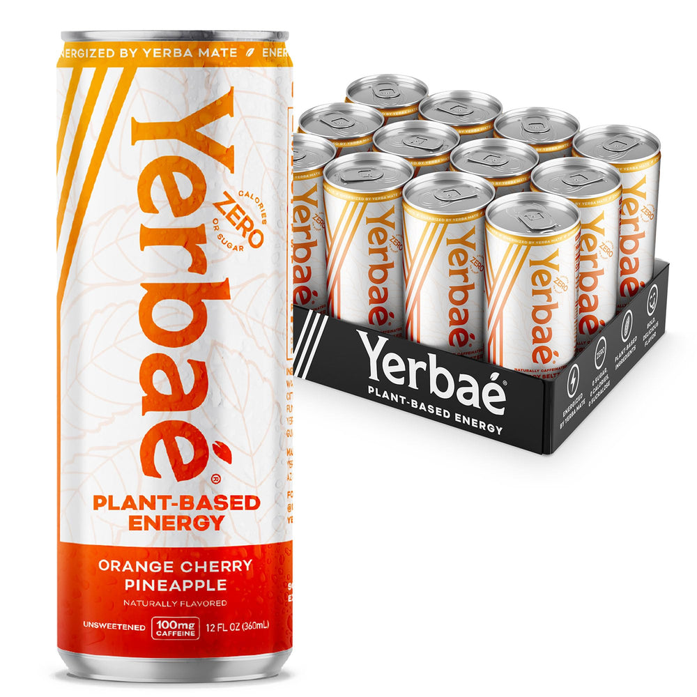 YERBAÉ front can view showing bright orange cherry pineapple branding and refreshment