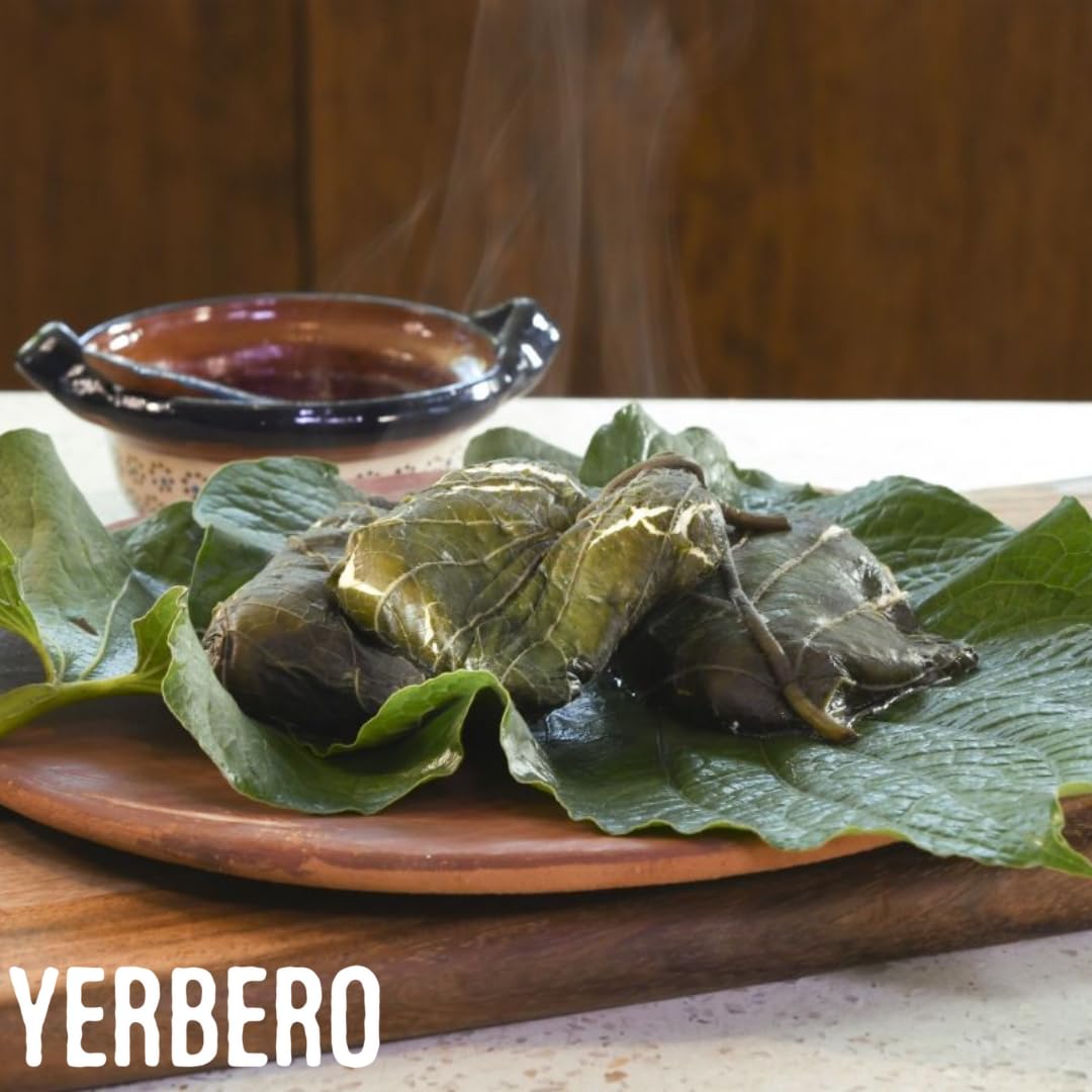 Yerbero leaves arranged with mole ingredients showing complementary flavor pairing