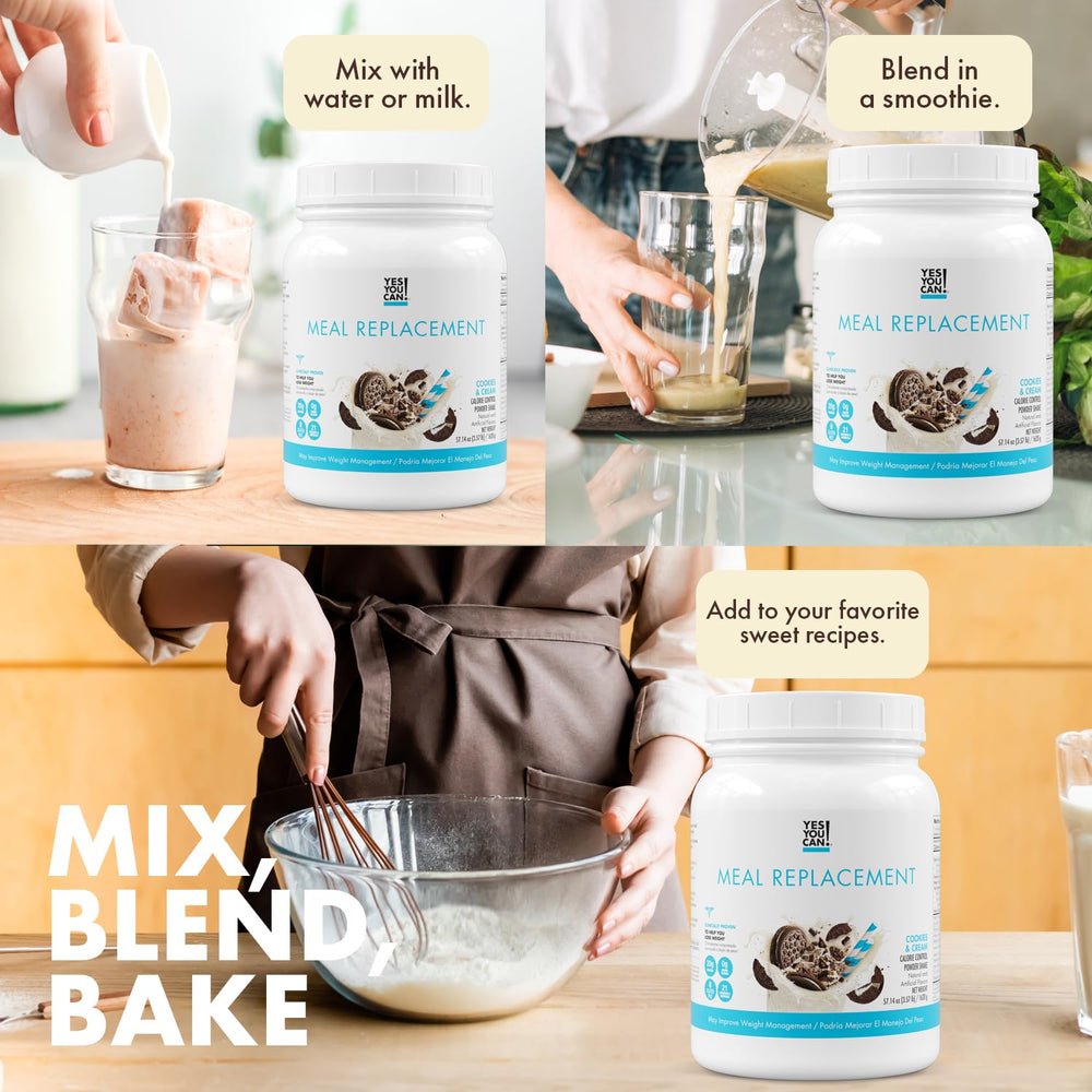 Yes You Can! prepared Cookies & Cream shake in glass, ready to drink