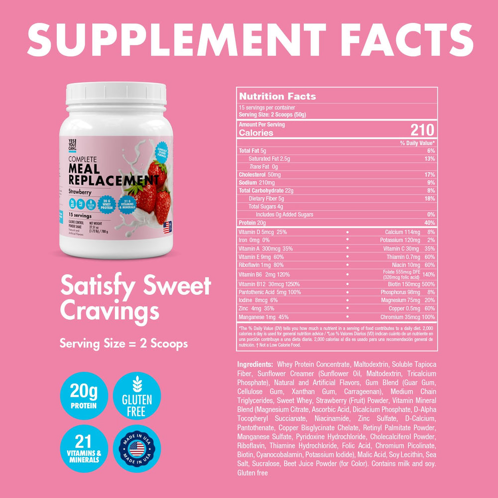 Yes You Can! nutrition label close-up showing protein and nutrient details for clarity