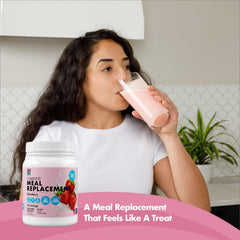 Yes You Can! strawberry shake in glass showing creamy texture and ready-to-drink benefit