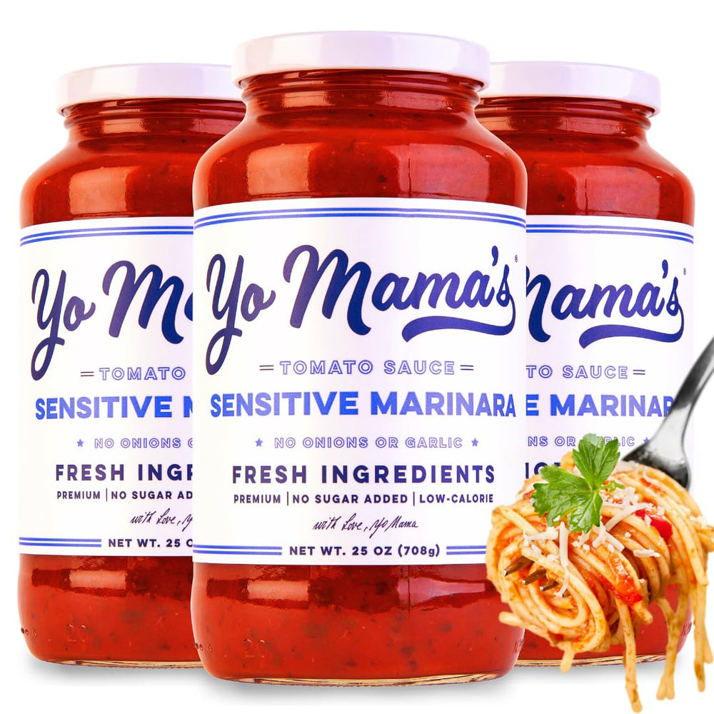 Yo Mama’s front packaging shows three jars and highlights sensitive formula benefits