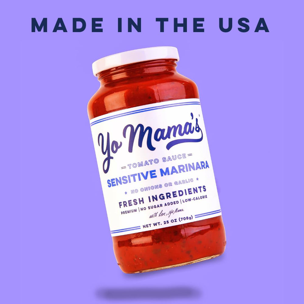 Yo Mama’s jar beside a ruler to show 25-ounce size and pantry scale