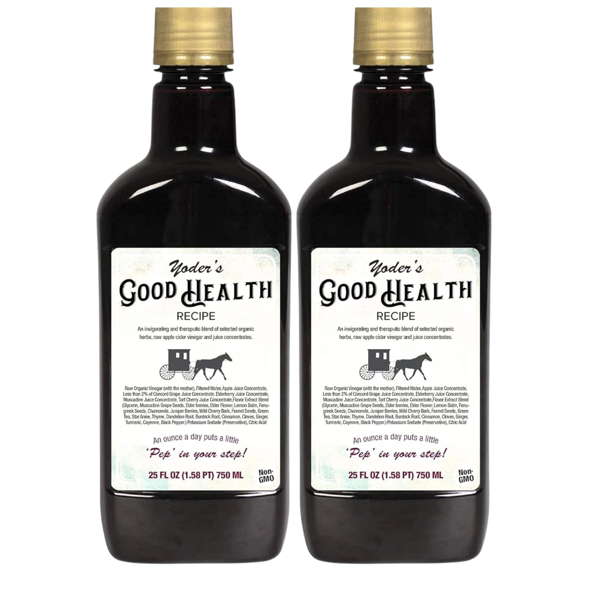 Yoder Naturals front packaging showing two 25 oz bottles and product branding benefit convenience
