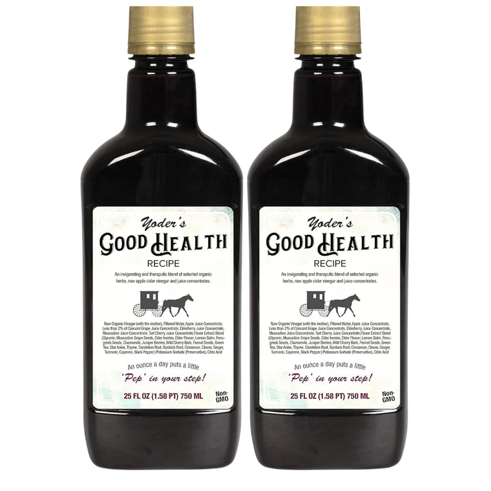 Yoder Naturals front packaging showing two 25 oz bottles and product branding benefit convenience