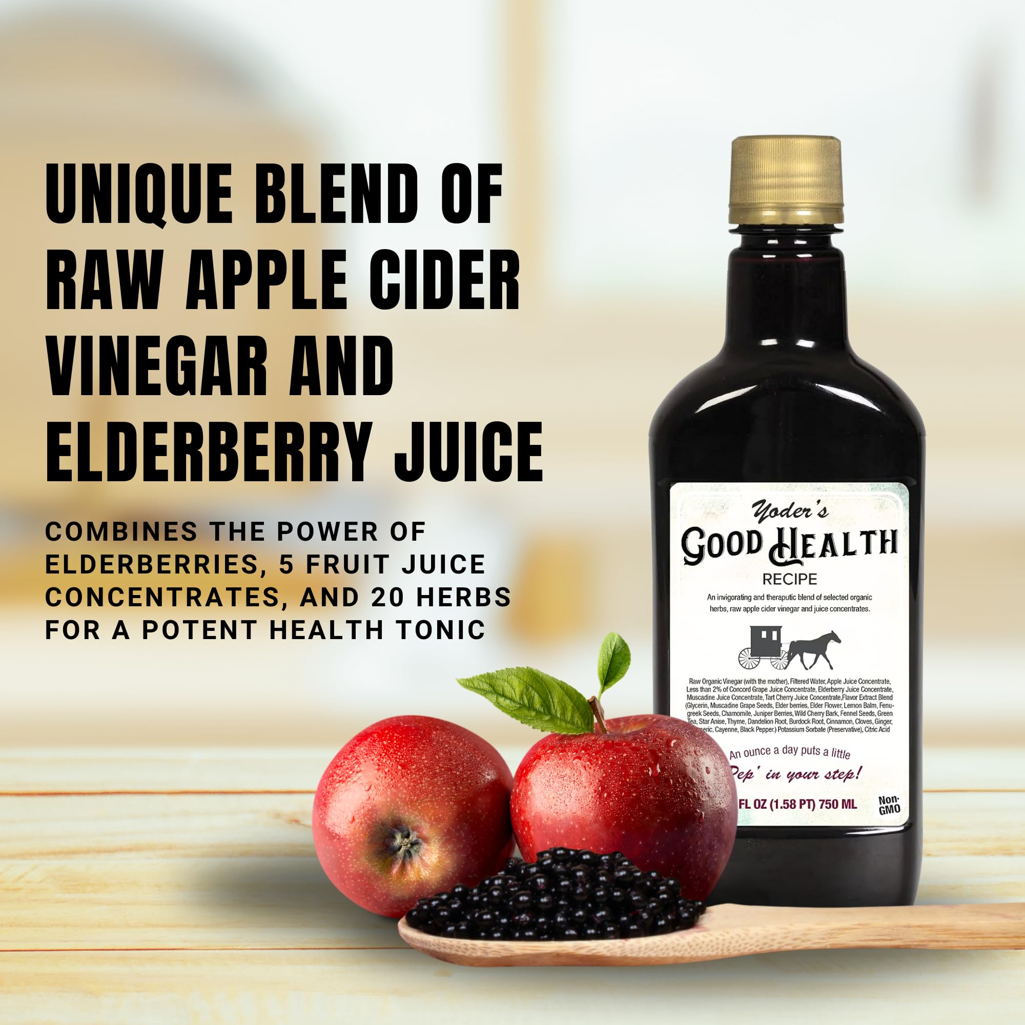Yoder Naturals herbs and elderberries arranged to show natural botanicals benefit