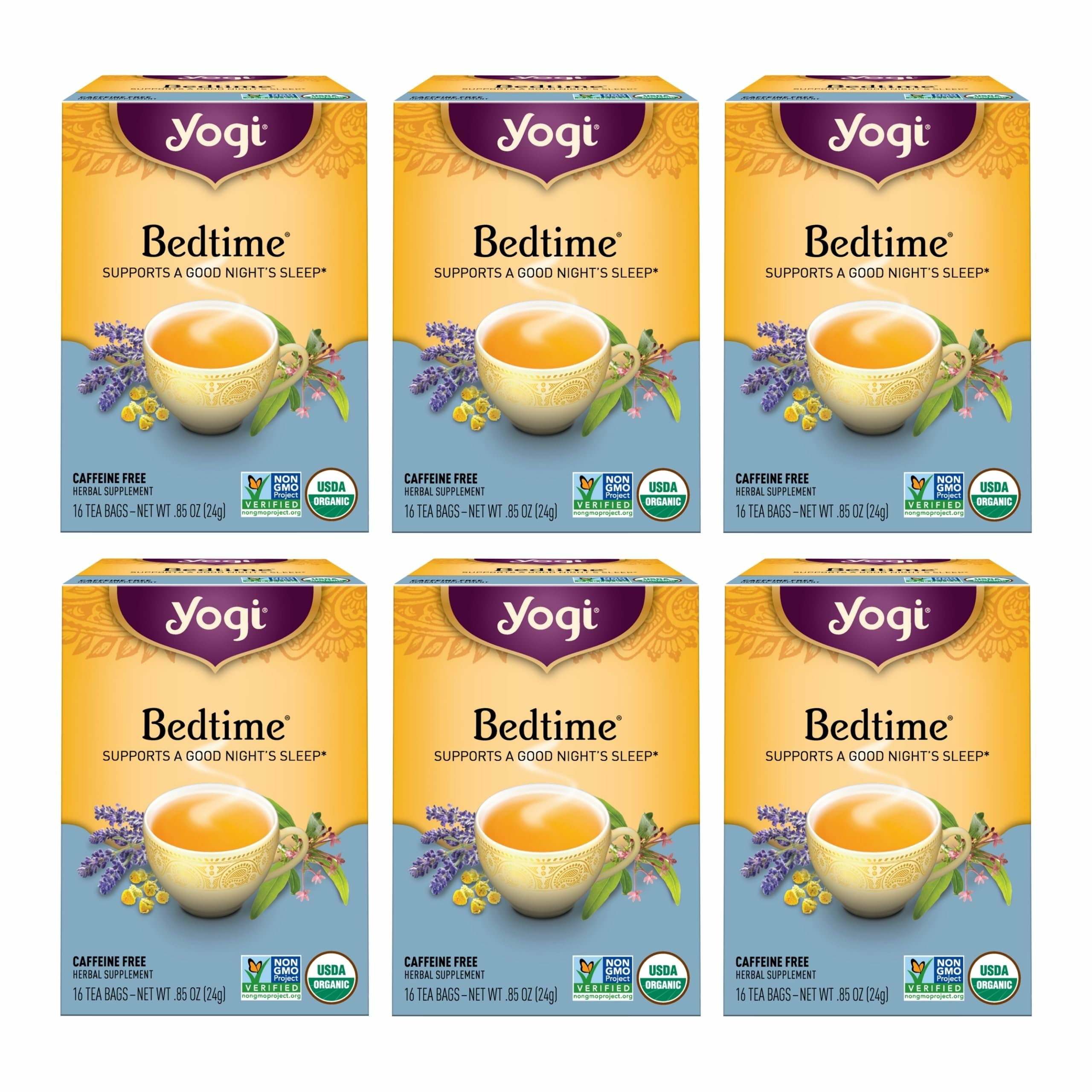 Yogi front packaging showing organic bedtime tea for easy identification and storage