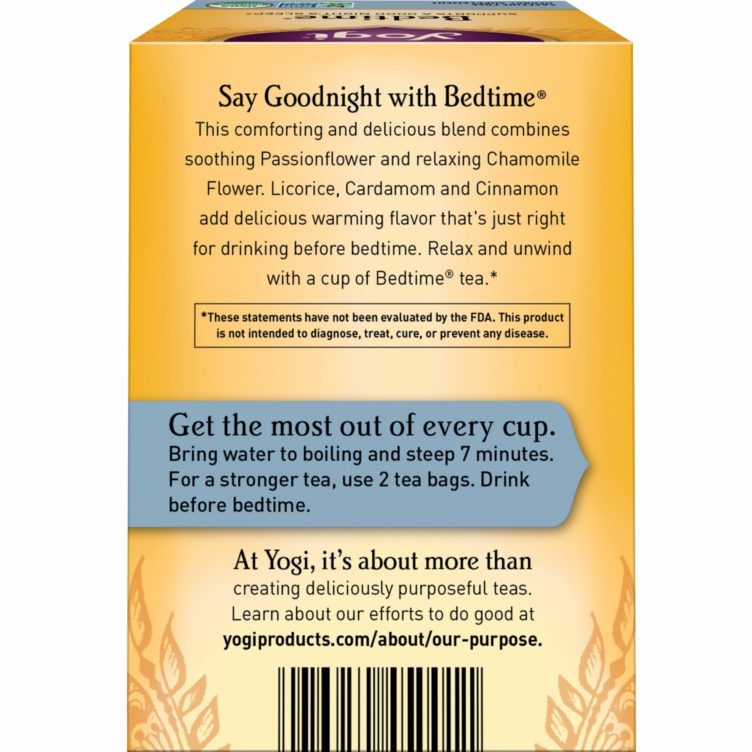 Yogi loose chamomile and passionflower ingredients highlighted for ingredient transparency