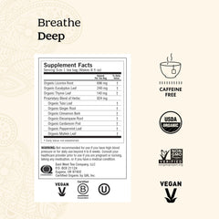 Close-up of Yogi tea bag texture and string emphasizing quality and easy steeping