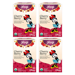 Yogi front packaging showing vibrant cherries and hibiscus, highlighting organic quality