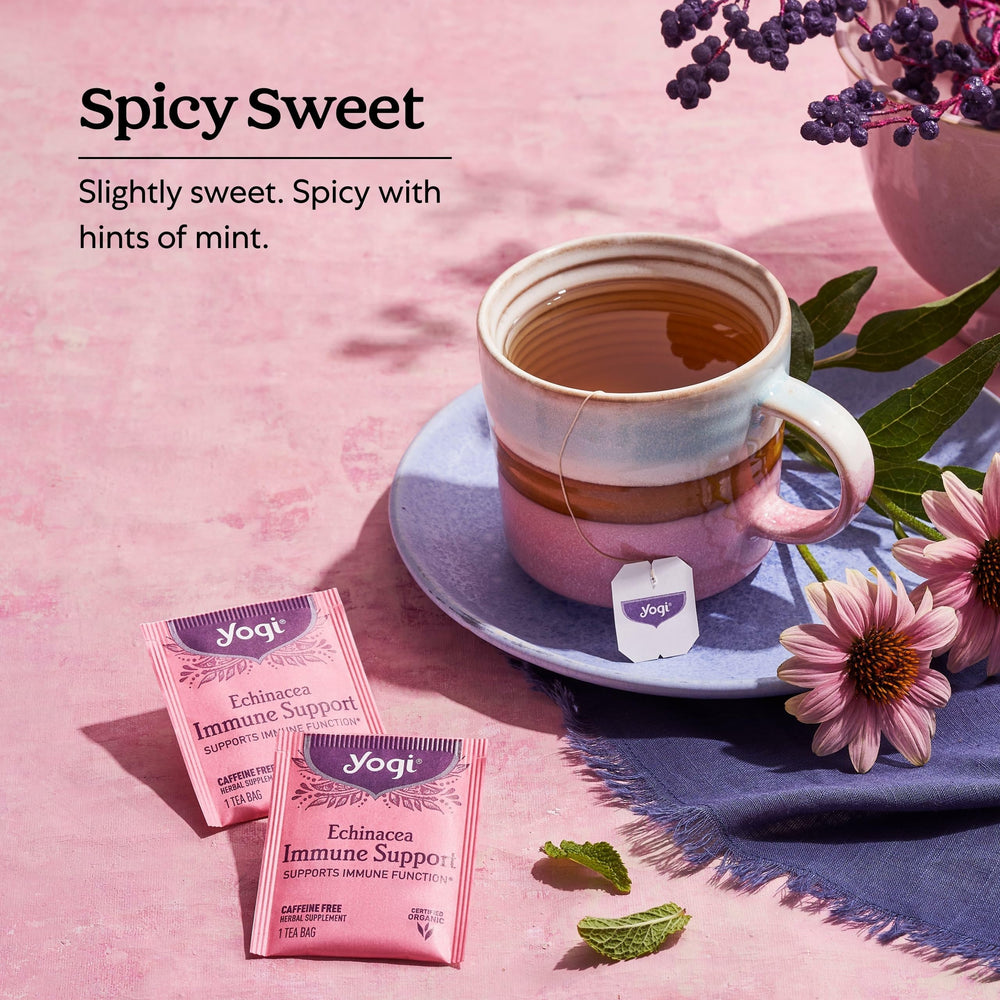 Yogi cup steeping action with steam rising to illustrate warm comforting beverage