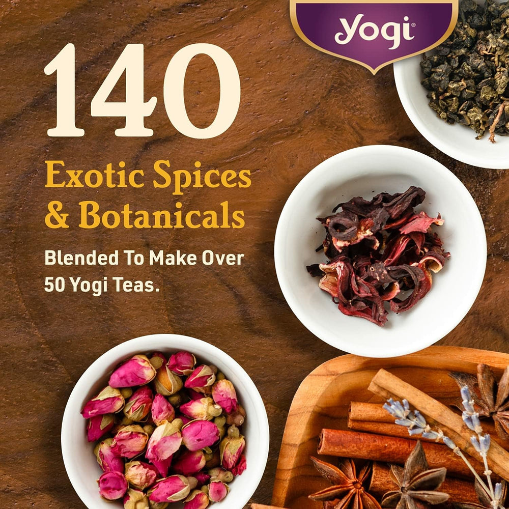 Yogi open storage box showing tea bags neatly organized for easy access