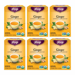 Yogi front packaging showing organic ginger tea benefits