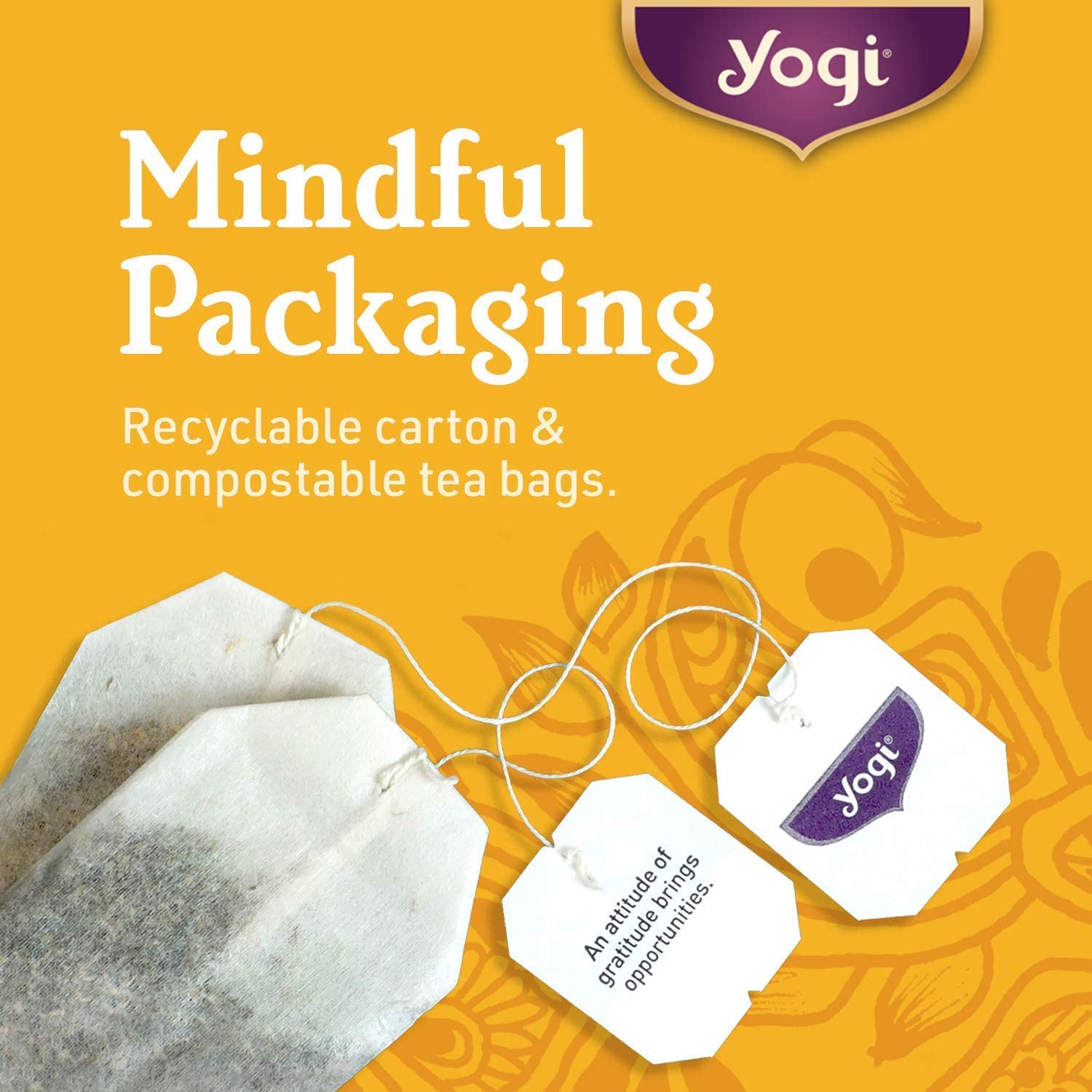 Yogi tea box held in hand showing compact size for travel and storage convenience
