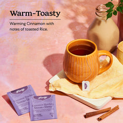 Yogi loose ingredients spread with cinnamon and ashwagandha showcasing natural botanicals