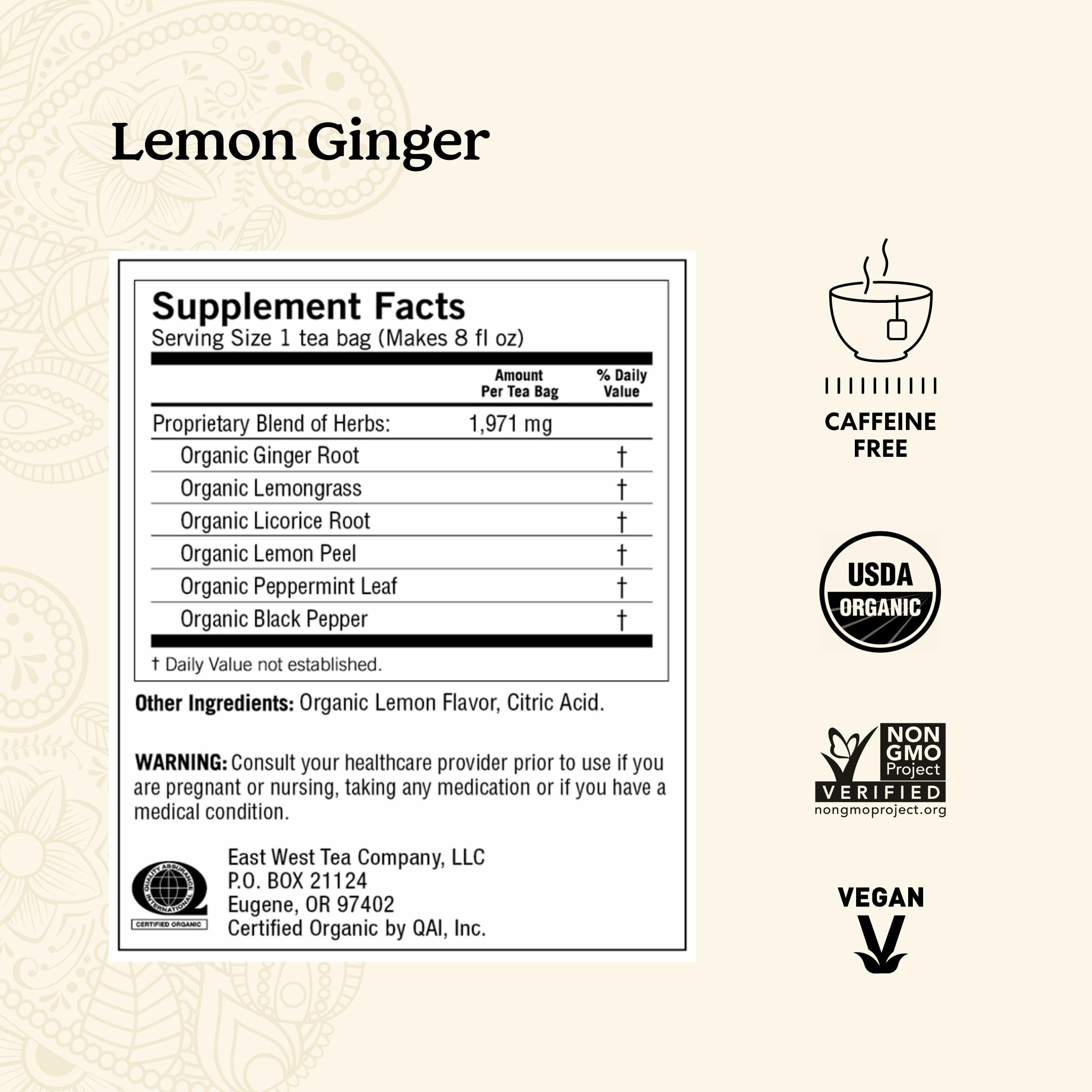 Yogi lemon ginger loose ingredients display lemon slices and ginger root freshness