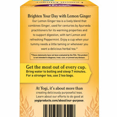 Yogi lemon ginger tea bag closeup highlighting convenient single-serve freshness
