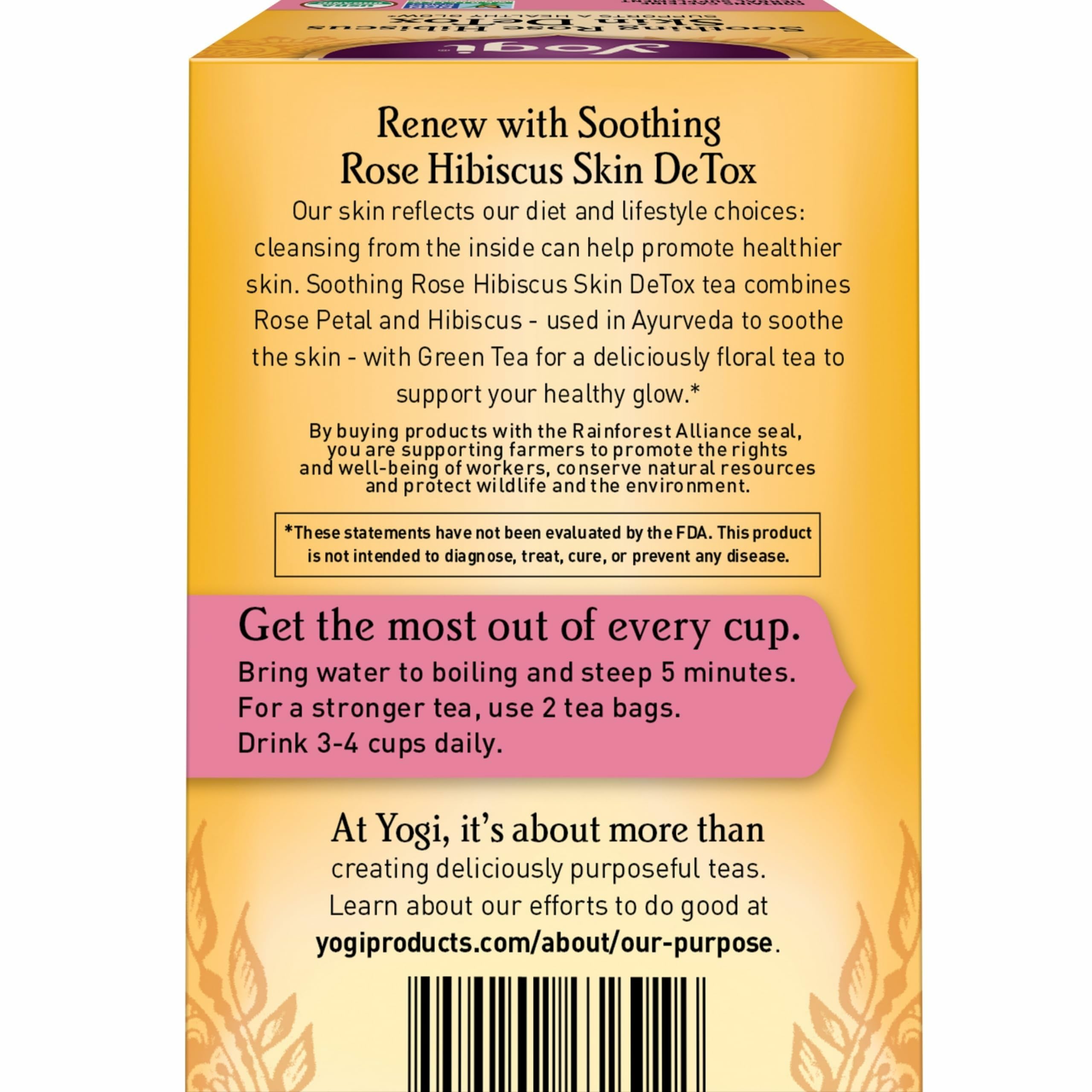 Yogi loose ingredients overhead with rose and hibiscus highlighting natural botanicals