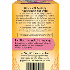 Yogi loose ingredients overhead with rose and hibiscus highlighting natural botanicals