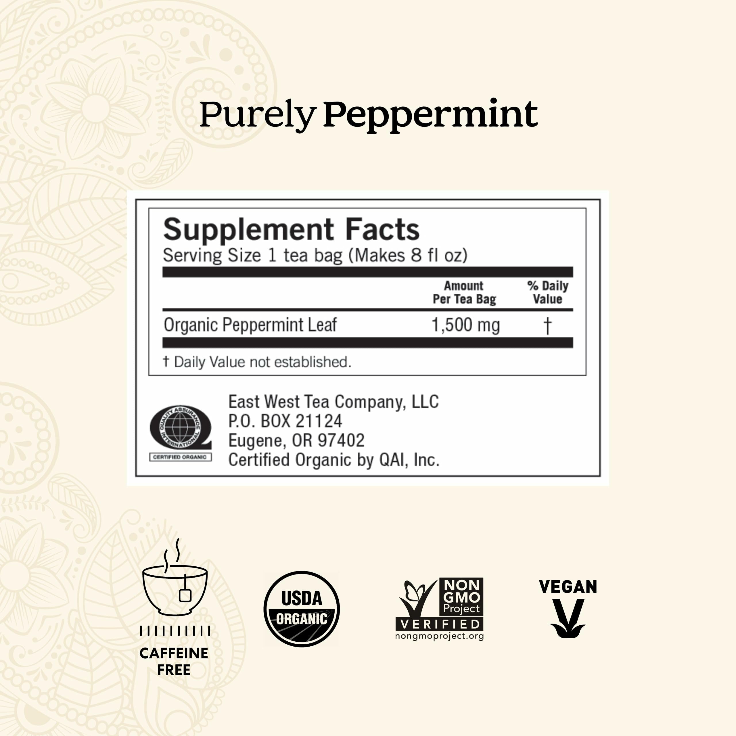 Yogi loose peppermint leaf texture and natural ingredient quality benefit