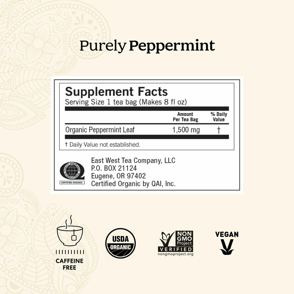Yogi loose peppermint leaf texture and natural ingredient quality benefit