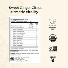 Yogi tea bag close-up with label highlighting organic ingredients and easy brewing