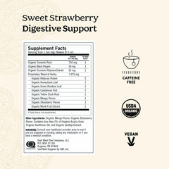 Yogi tea bag close-up label highlighting organic and caffeine-free benefits