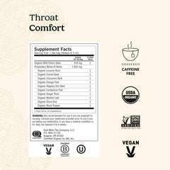 Yogi throat comfort loose blend detail showing licorice and herbal texture benefits