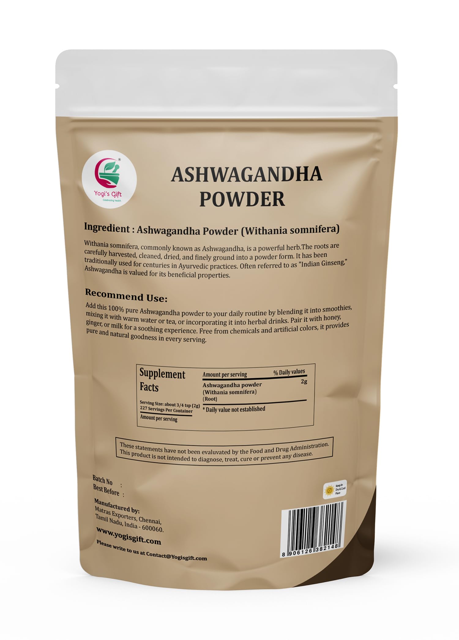YOGI’S GIFT close-up of finely ground powder texture for easy mixing and smoothness