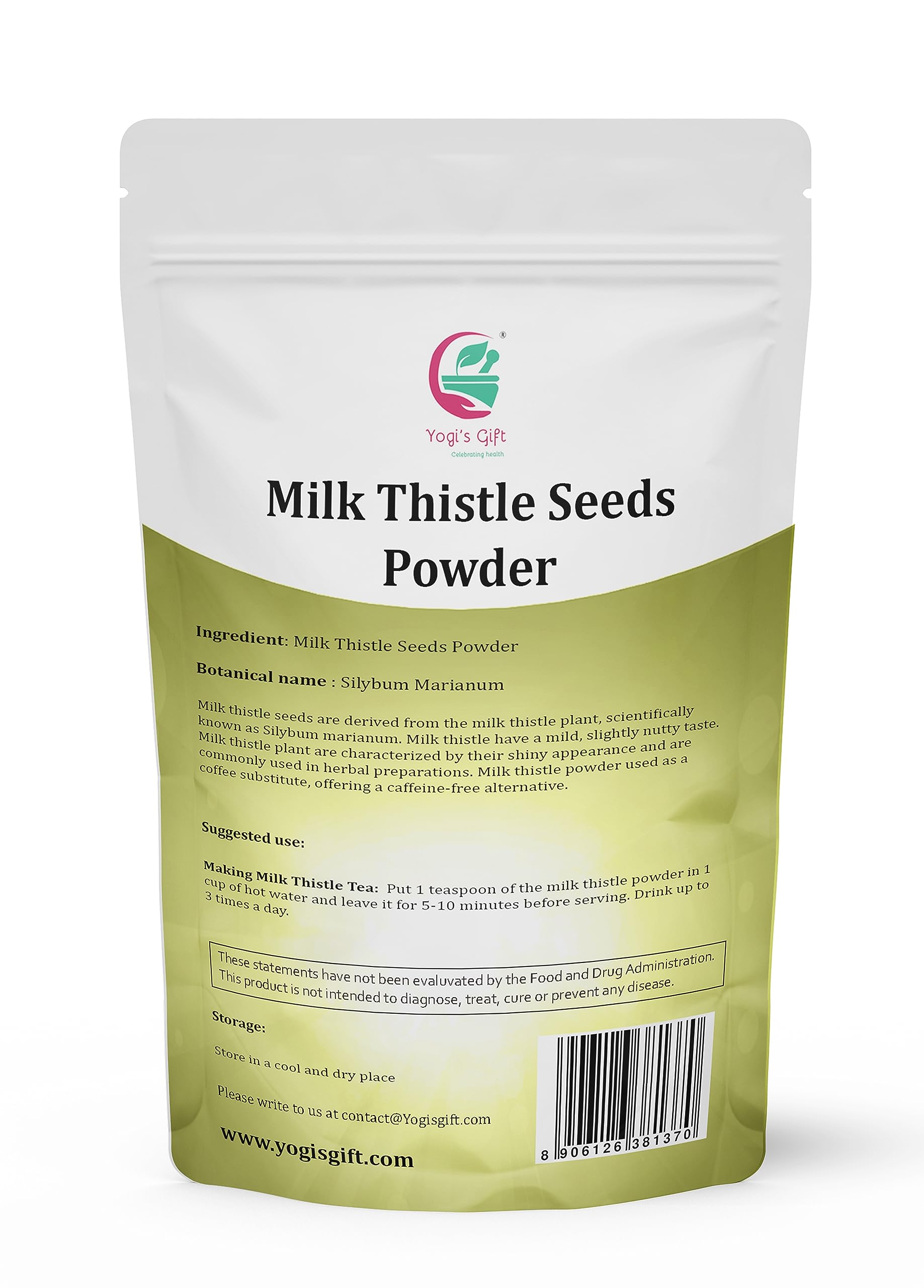 YOGI’S GIFT close-up of fine milk thistle powder texture highlighting easy mixing