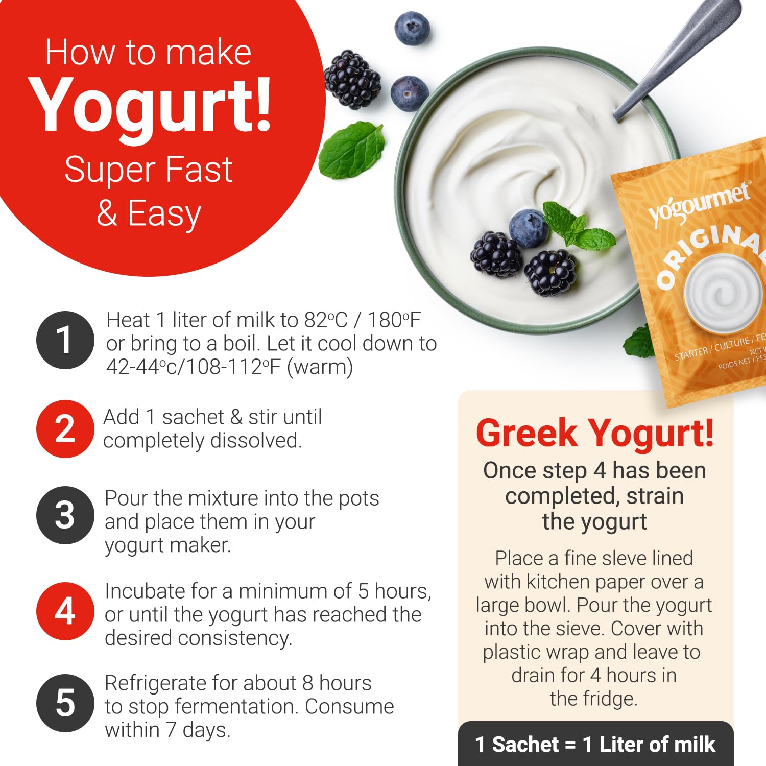 Yogourmet spoon lifting thick yogurt to show smooth texture