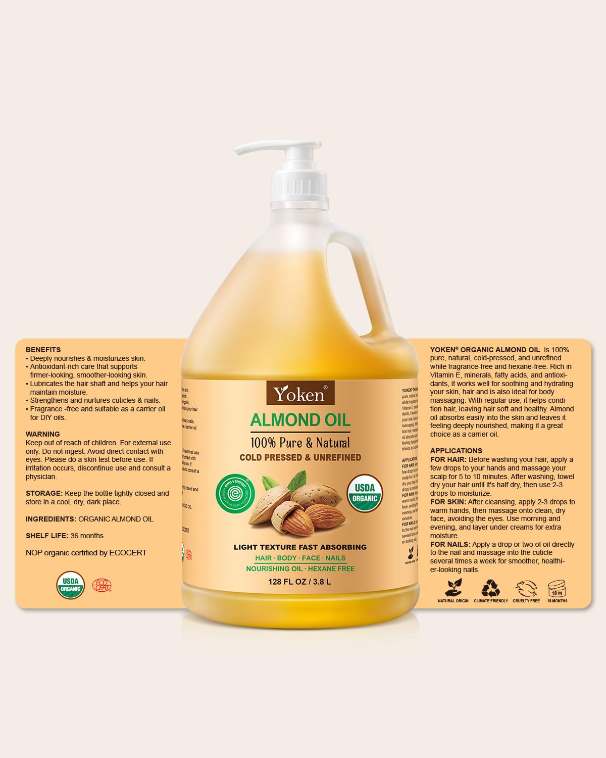 Yoken almond oil diy blend bottles showing versatility for custom skincare recipes
