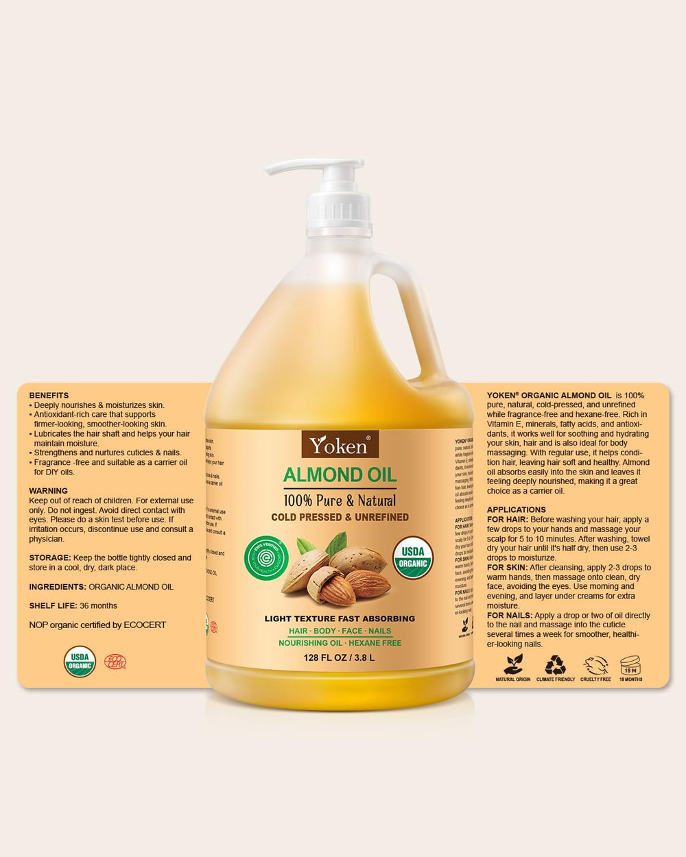 Yoken almond oil diy blend bottles showing versatility for custom skincare recipes
