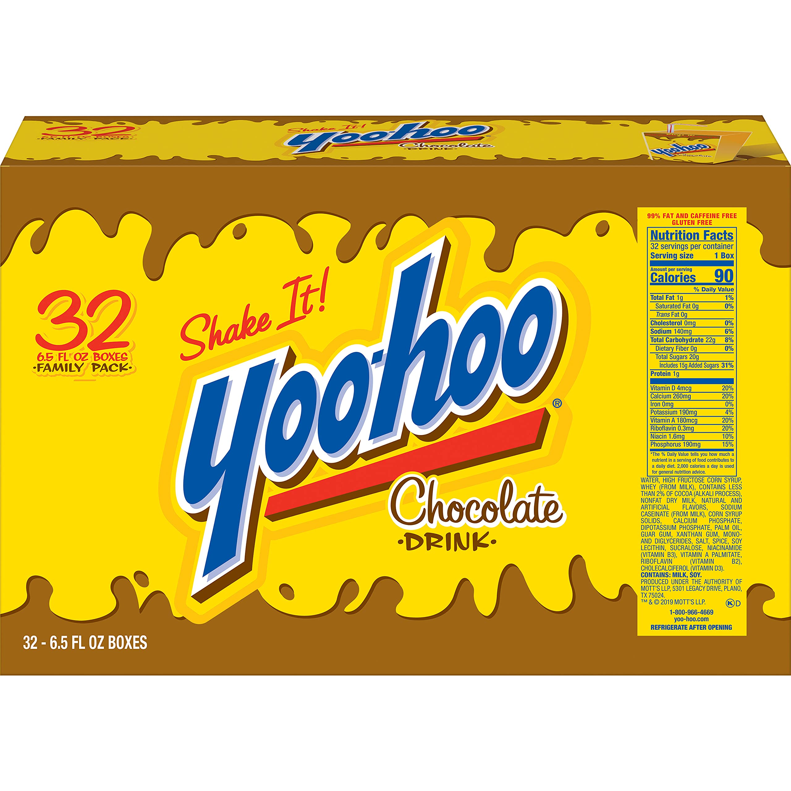 Yoo-Hoo nutrition label showing calcium and vitamin D information