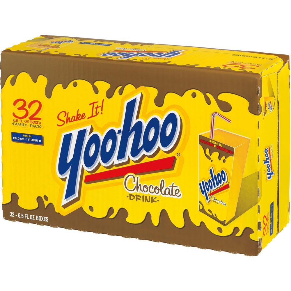 Yoo-Hoo in hand showing 6.5 fl oz size for portion clarity
