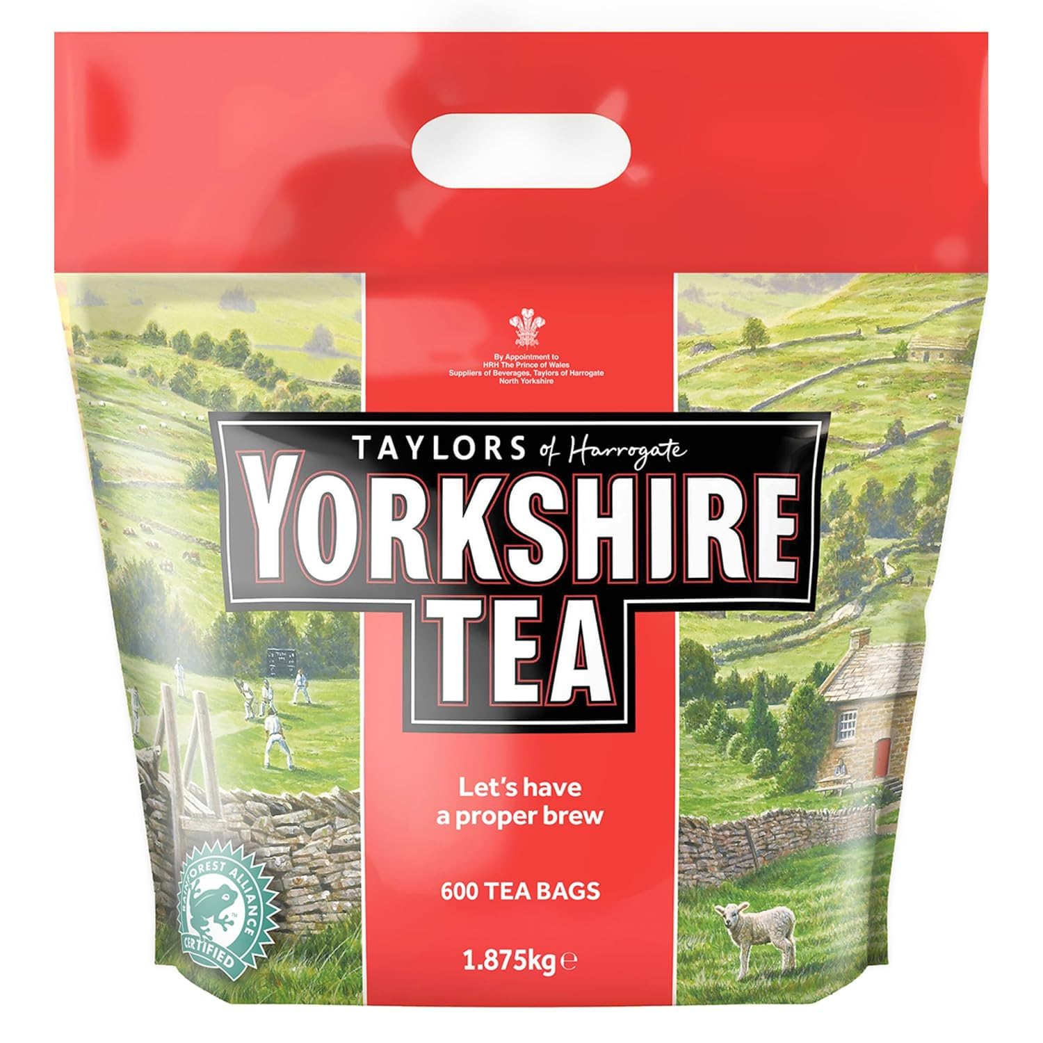 Yorkshire Tea 600-pack front box showing brand and bulk quantity for high-volume use