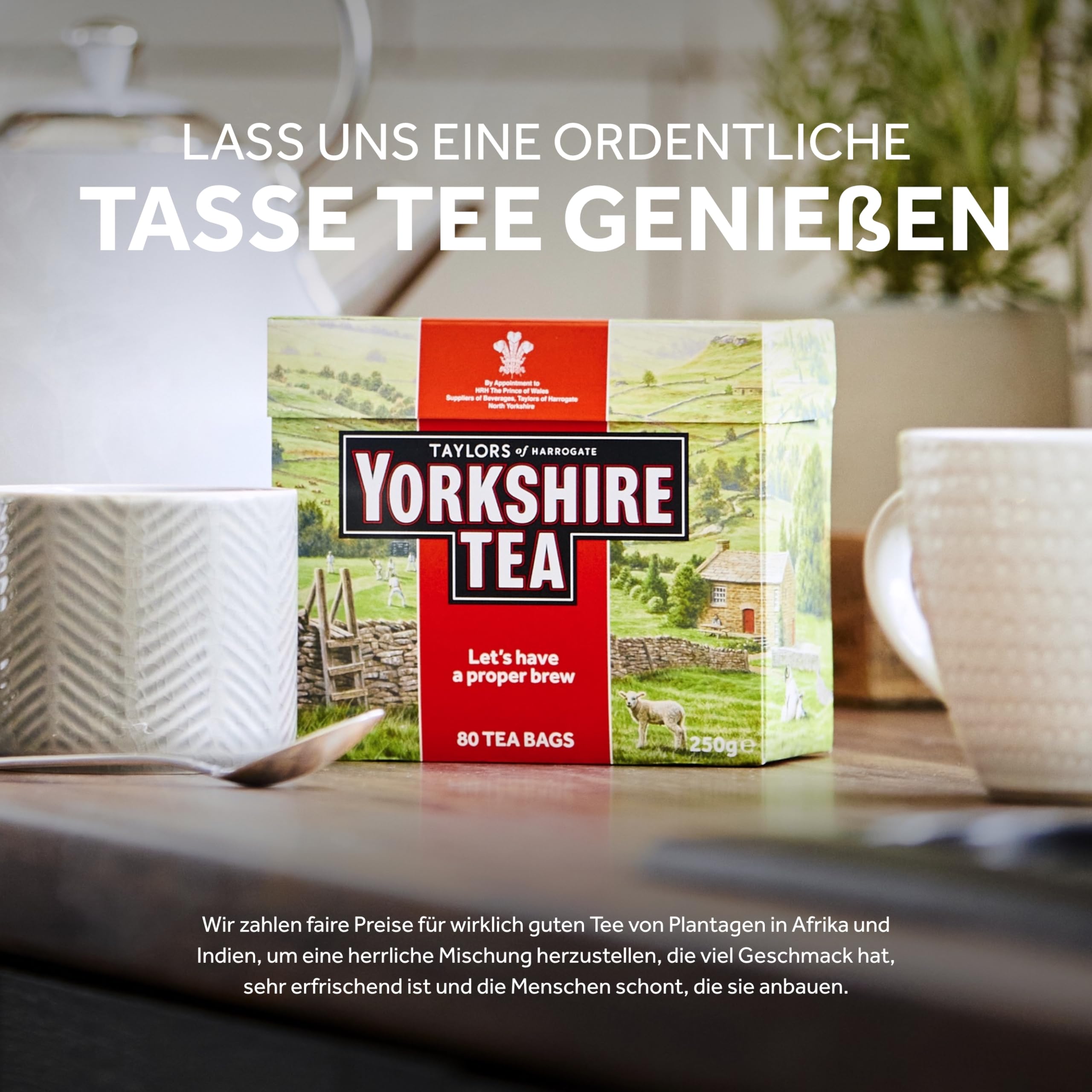Yorkshire Tea One Cup bag steeping in a mug to show easy preparation and reliable strength