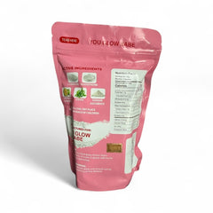 You Glow Babe close-up of powder texture in open sachet showing fine blend for easy mixing