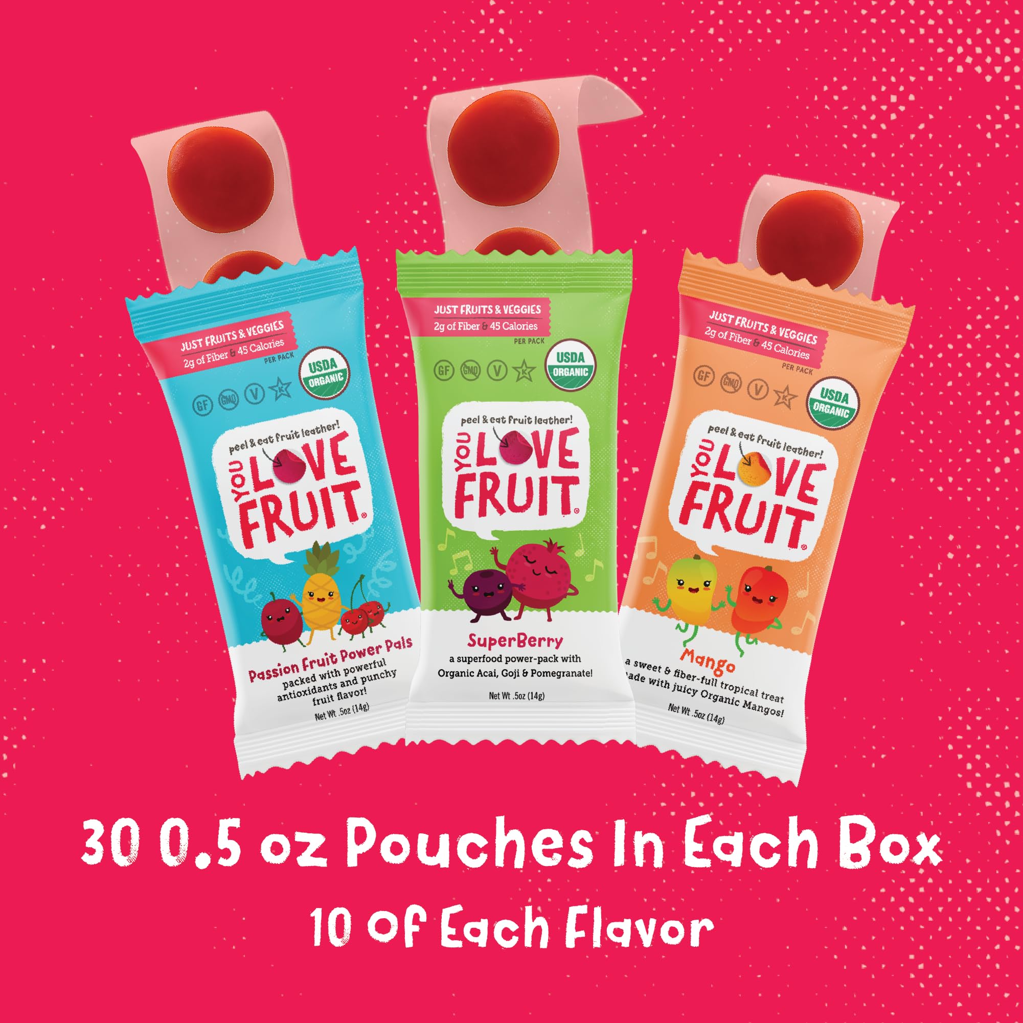 You Love Fruit individual pouch close-up highlighting organic ingredients