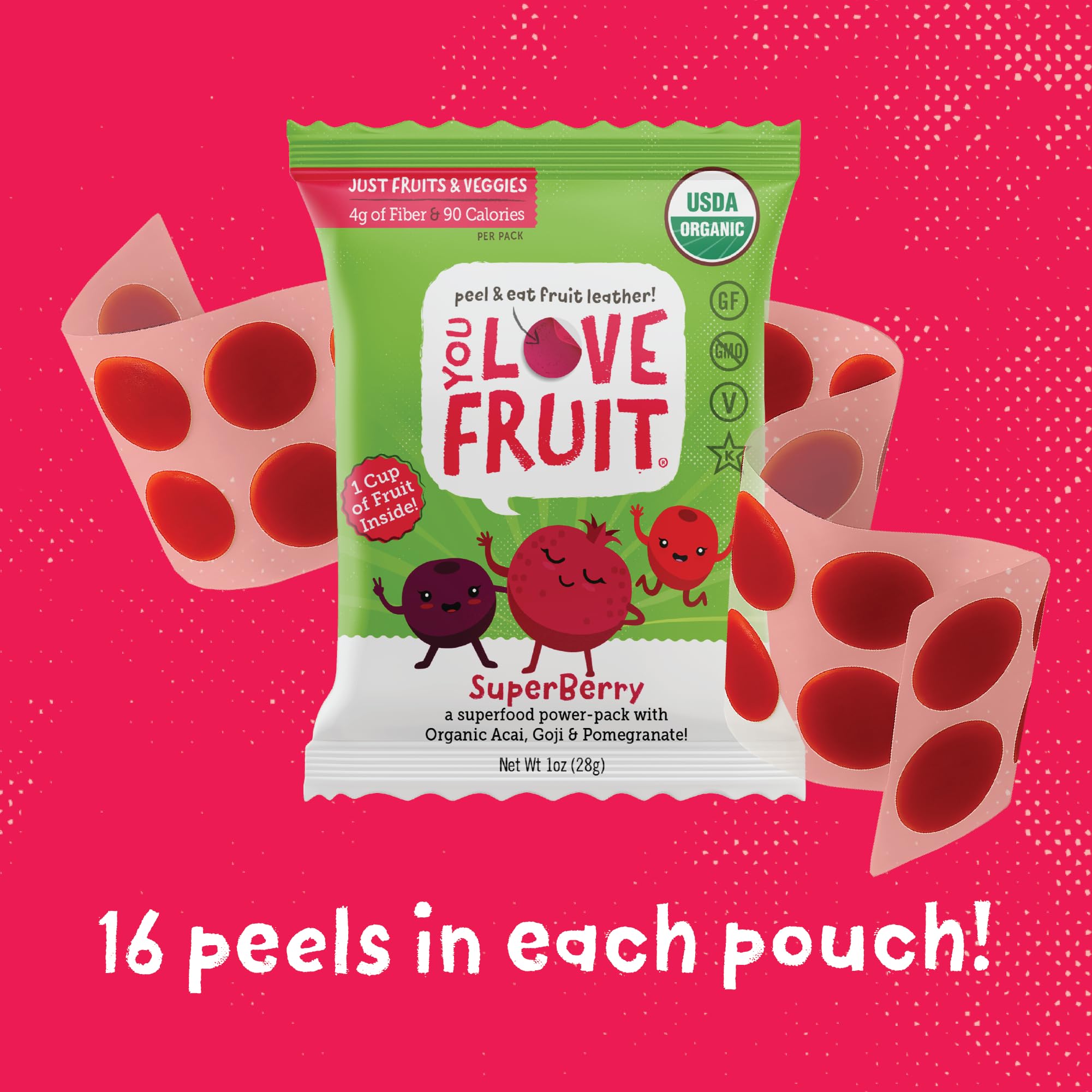 YOU LOVE FRUIT single 1oz roll unwrapped showing natural fruit appearance