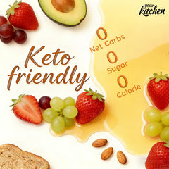 Your Kitchen label detail highlighting ingredients and zero-calorie benefit on packaging