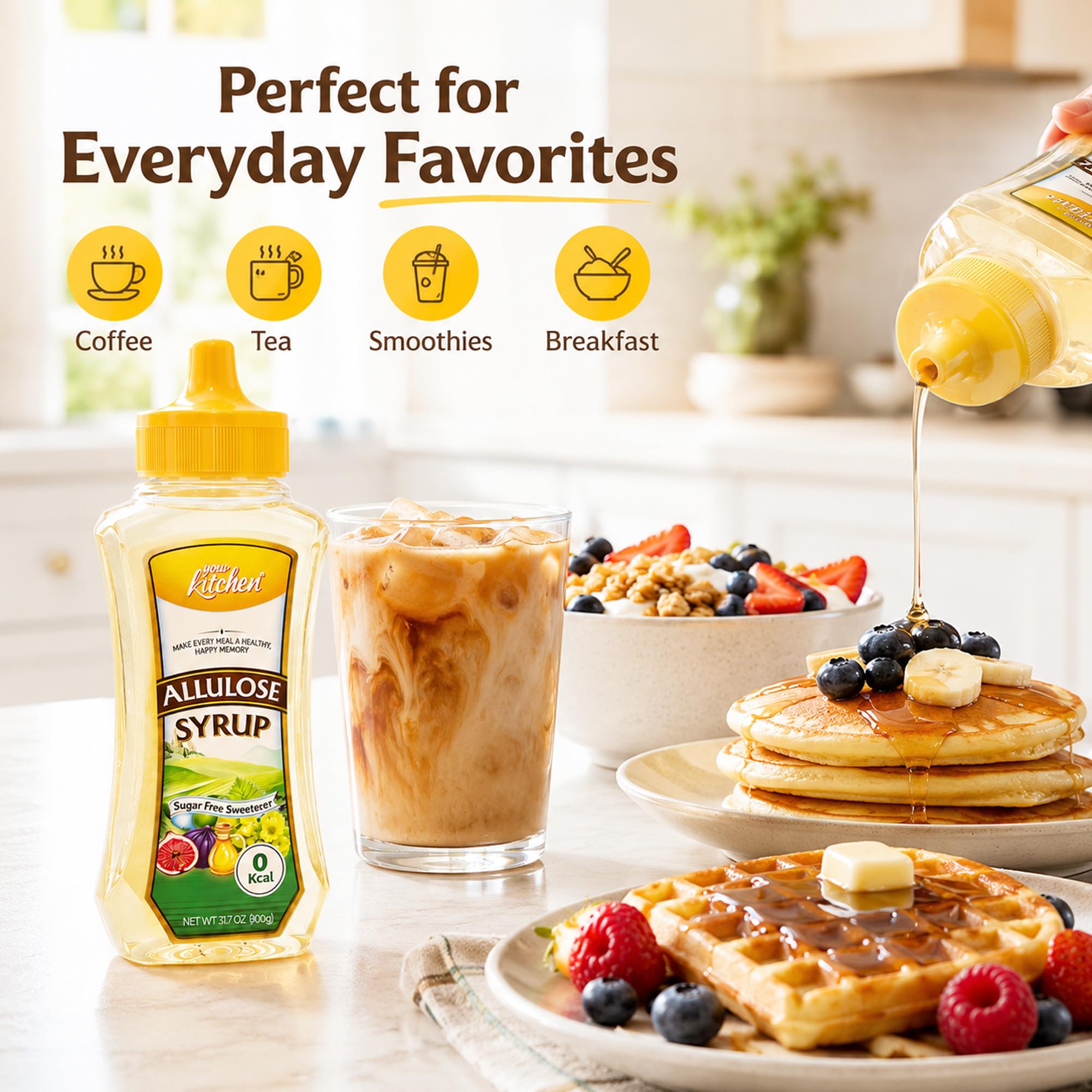 Your Kitchen syrup on pantry shelf in styled setting showing everyday kitchen readiness