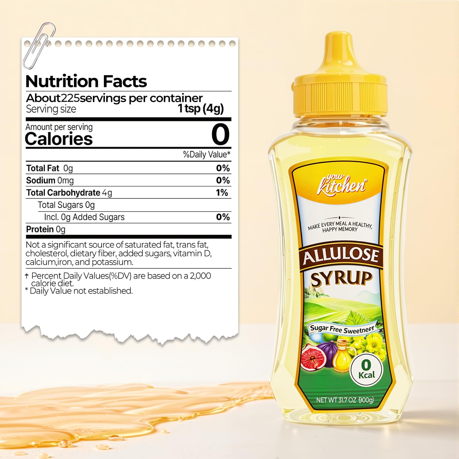 Your Kitchen syrup pouring close-up demonstrating smooth flow and easy dosing benefit