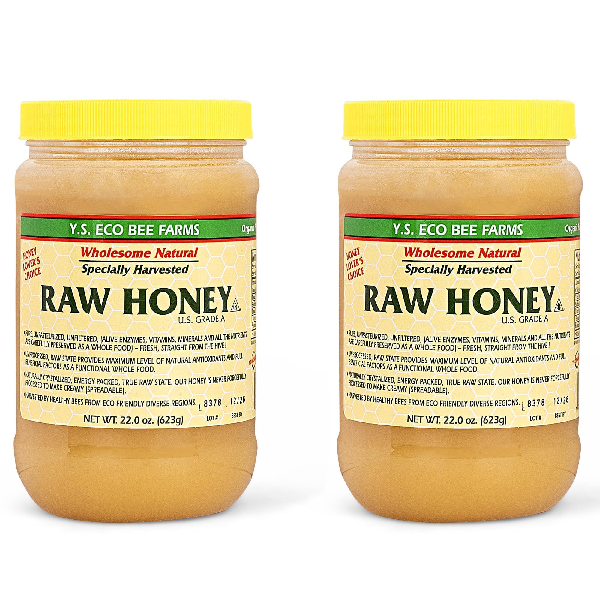 Y.S. Eco Bee Farms front jar packaging showing label and size for easy identification