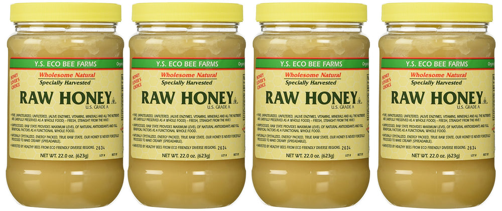 YS Royal Jelly front packaging showing four 22 oz jars and clear labeling, ideal for stocking