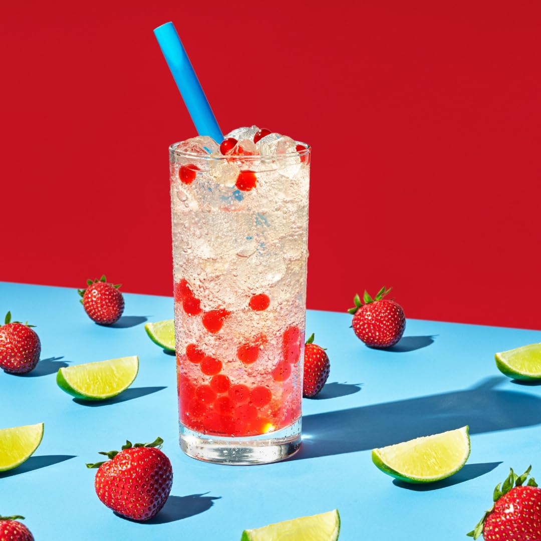 YULU FOODS strawberry popping boba in iced tea adding fruity bursts of flavor