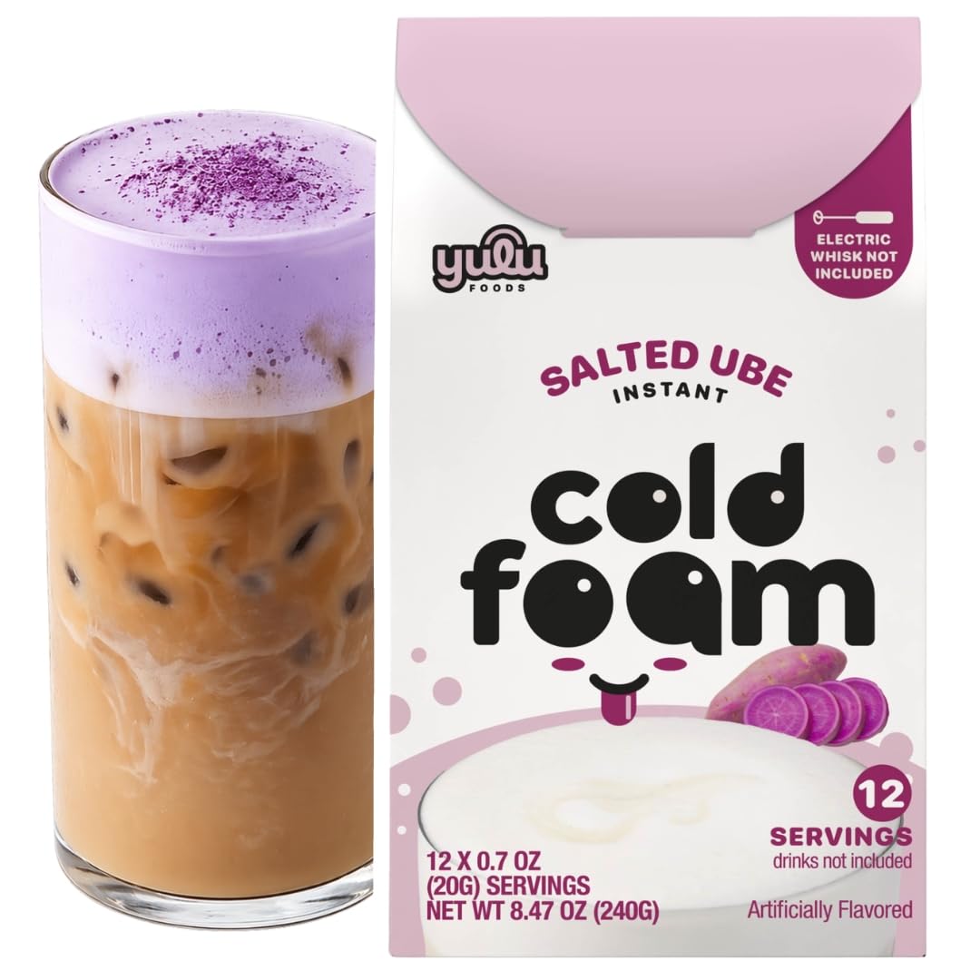 YULU FOODS front packet showing salted ube sticks and branding benefit: easy single-serve foam